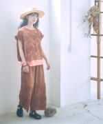 テープ刺繡コットンボイル　パンツ