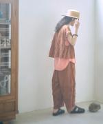 テープ刺繡コットンボイル　パンツ