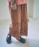 テープ刺繡コットンボイル　パンツ