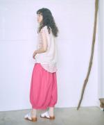 コットンリネンタイプライター　8分丈パンツ