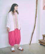 コットンリネンタイプライター　8分丈パンツ