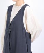 コットンリネンタイプライター　サロペット