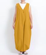 コットンリネンタイプライター　サロペット