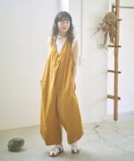 コットンリネンタイプライター　サロペット