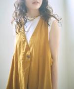 コットンリネンタイプライター　サロペット