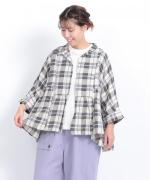 格子織り先染めチェック　ブラウス