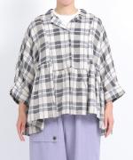 格子織り先染めチェック　ブラウス