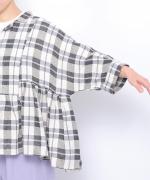 格子織り先染めチェック　ブラウス