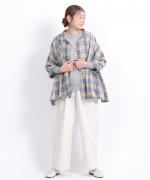 格子織り先染めチェック　ブラウス