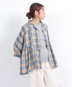 格子織り先染めチェック　ブラウス