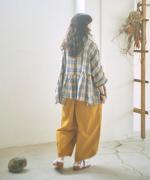 格子織り先染めチェック　ブラウス