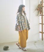 格子織り先染めチェック　ブラウス