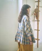 格子織り先染めチェック　ブラウス