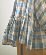 格子織り先染めチェック　ブラウス