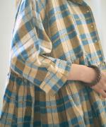 格子織り先染めチェック　ブラウス