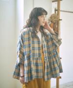 格子織り先染めチェック　ブラウス