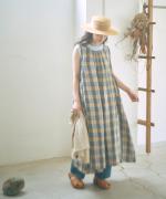 格子織り先染めチェック　マルチwayワンピース