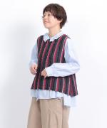 リネンストライプ　2wayベスト