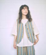 リネンストライプ　2wayベスト