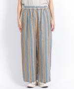 リネンストライプ　フル丈パンツ