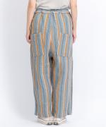 リネンストライプ　フル丈パンツ