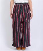 リネンストライプ　フル丈パンツ