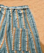 リネンストライプ　フル丈パンツ