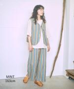 リネンストライプ　フル丈パンツ