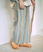 リネンストライプ　フル丈パンツ