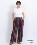 リネンストライプ　フル丈パンツ