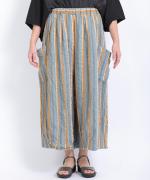 リネンストライプ　8分丈バルーンパンツ