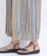 リネンストライプ　8分丈バルーンパンツ