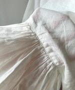 スカラップ刺繍コットンリネンボイル　5分袖プルオーバー