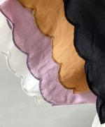 スカラップ刺繍コットンリネンボイル　5分袖プルオーバー