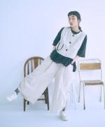 スカラップ刺繍コットンリネンボイル　5分袖プルオーバー