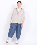 シャーリングチェック　フリルブラウス