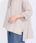 シャーリングチェック　フリルブラウス