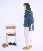 シャーリングチェック　フリルブラウス