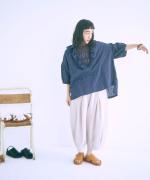 シャーリングチェック　フリルブラウス