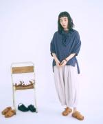 シャーリングチェック　フリルブラウス