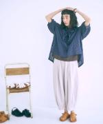 シャーリングチェック　フリルブラウス