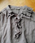 シャーリングチェック　フリルブラウス