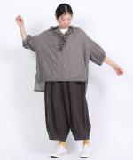 シャーリングチェック　フリルブラウス