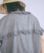 コットンリネン先染めボイルワッシャー　ベスト