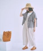 コットンリネン先染めボイルワッシャー　ベスト