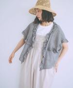 コットンリネン先染めボイルワッシャー　ベスト