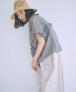 コットンリネン先染めボイルワッシャー　ベスト