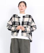 ブロックチェックカットジャガード　ボレロブラウス