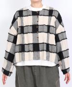 ブロックチェックカットジャガード　ボレロブラウス