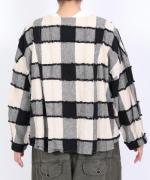 ブロックチェックカットジャガード　ボレロブラウス